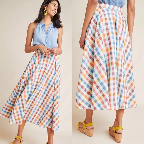 Anthropologie Dresses & Skirts - Anthropologie Multicolor Plaid Midi Skirt